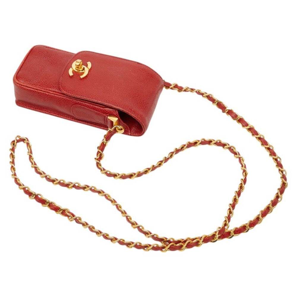 CHANEL Red Caviar Leather Logo Shoulder Bag - Picture 6 of 10